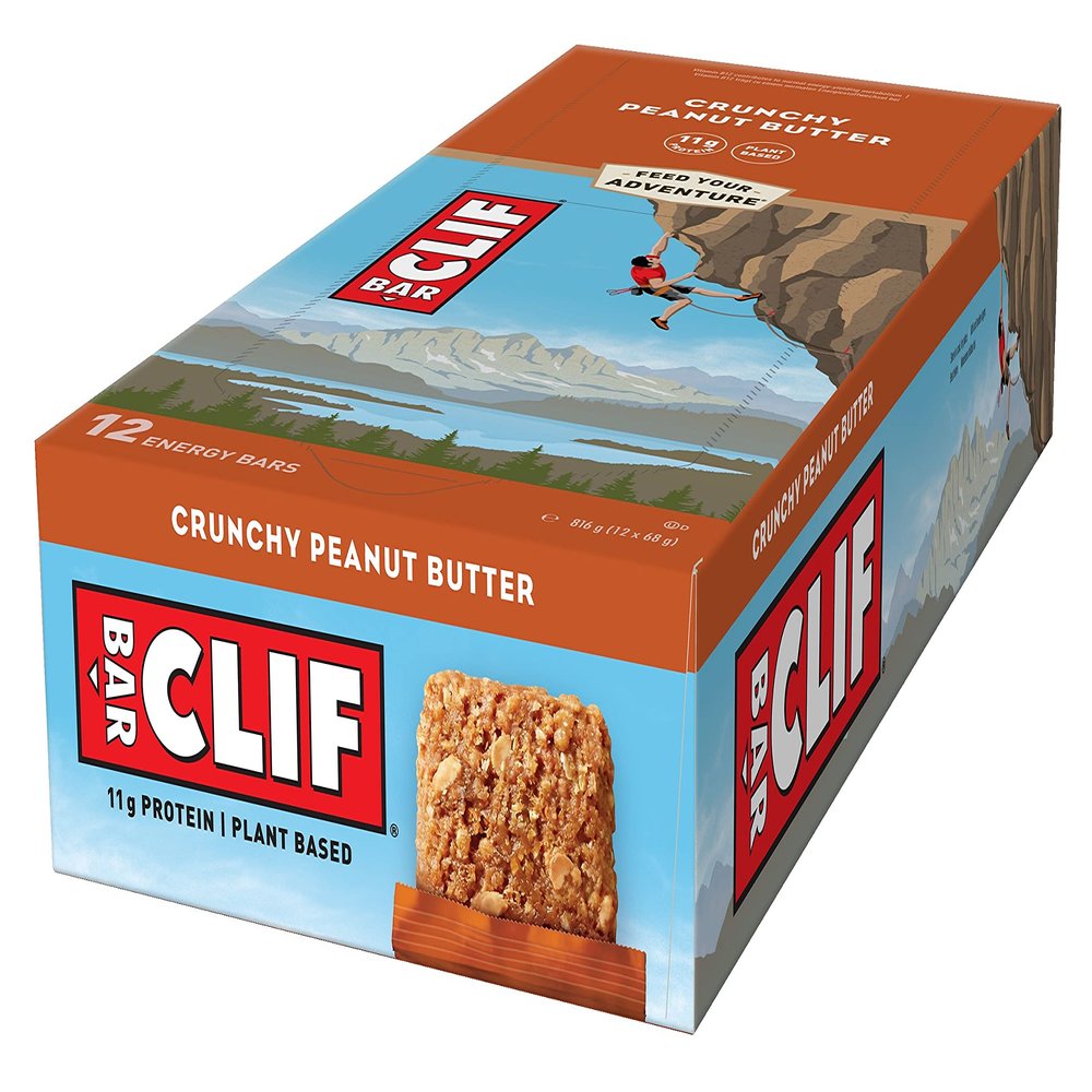 CLIF BAR | Energy Bar - Protein Bar | Crunchy Peanut Butter | Plant Based Protein | 12 x 68 g