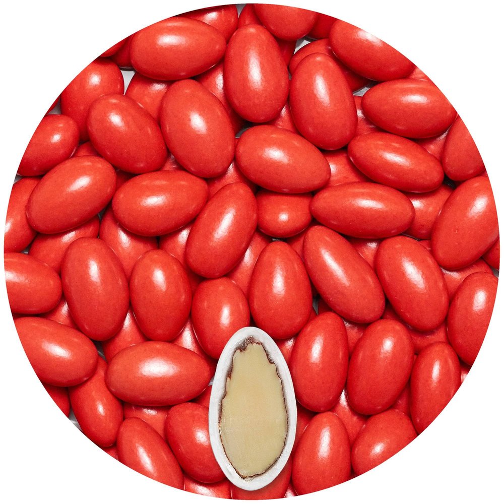 EinsSein 0,5kg Sugared Almonds Baptism Colorato red Glossy Sugar Sweets Almond Dragees Baptism dragee Cake Balls Candy Coated Sweet for Weddings Favours Gift Box sugred fillers Chocolate Chocolates