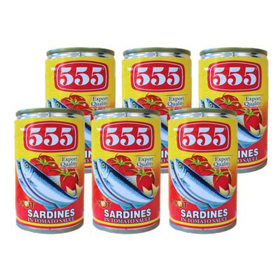 555 Sardines in Tomato Sauce Hot, 6.1 oz (155 g), Canned Sardines in Tomato Sauce, 6 Pieces