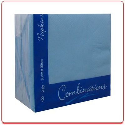 100 Cornflower Blue 2Ply Paper Napkins Serviettes Tissues 33cm Party Tableware Catering