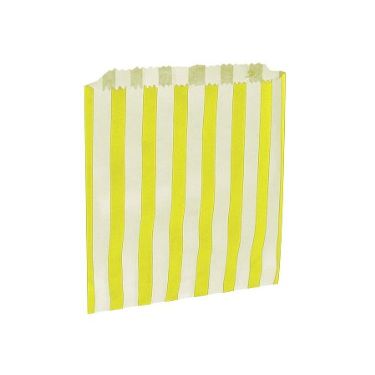 100 x Yellow & White Stripe / Striped Paper Sweet Party Bags - 7" x 9"
