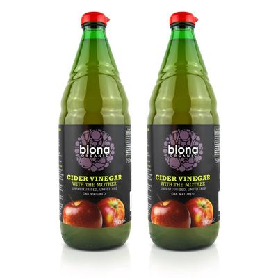 BIONA Organic Cider Vinegar - Unfiltered (with Mother) 750ml (Pack of 2)