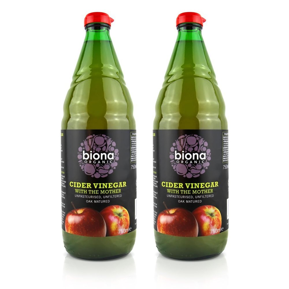 BIONA Organic Cider Vinegar - Unfiltered (with Mother) 750ml (Pack of 2)