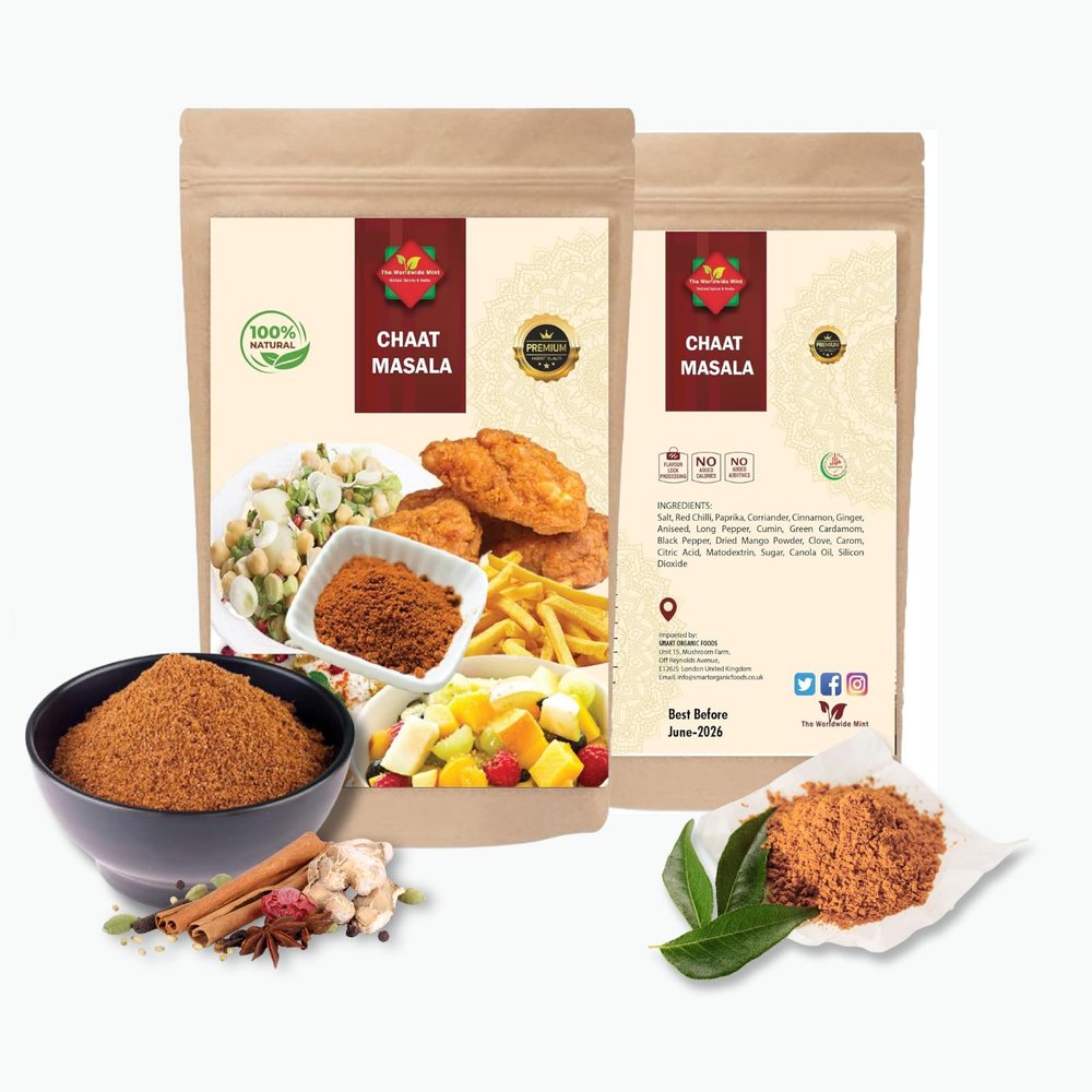 Chaat Masala Powder 100g  Premium Indian Spice Blend by The Worldwide Mint | Authentic Street Food Flavor | All-Natural, No Artificial Colors, Vegan Seasoning for Snacks & Salads