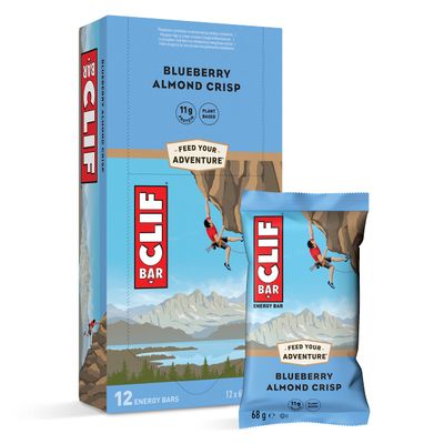 CLIF Bar Bar Energy Bars, Source of Protein, Vitamin B12 & B6, Blueberry Crisp, 12 x 68g, Blue