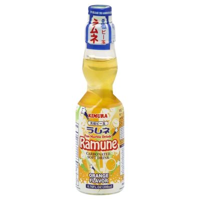 Ramune (Japanese Lemonade) Orange Flavour 200ml by Kimura