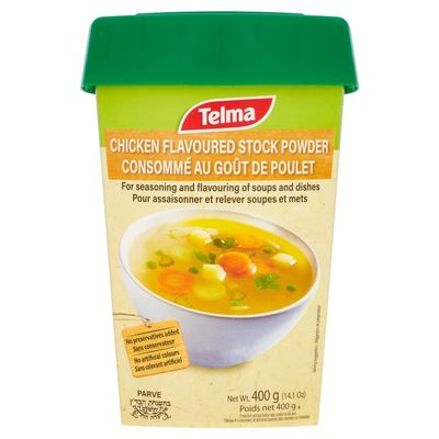 Telma Stock Powder 400g- Perfect for Chicken Soup, Casseroles, Sauces, Gravies and More- Authentic Savoury Bone Broth Taste- Kosher Certified Chicken Powder Soup Mix