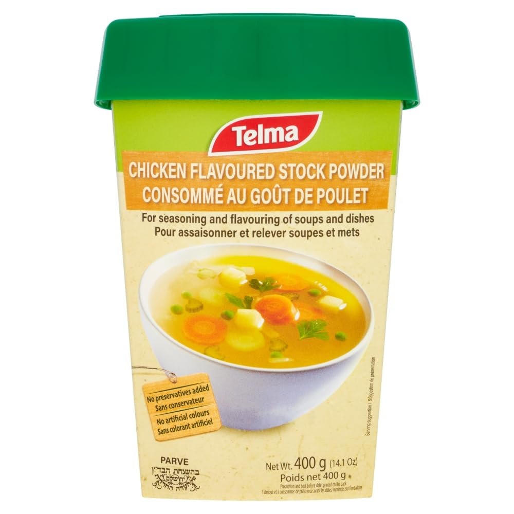 Telma Stock Powder 400g- Perfect for Chicken Soup, Casseroles, Sauces, Gravies and More- Authentic Savoury Bone Broth Taste- Kosher Certified Chicken Powder Soup Mix