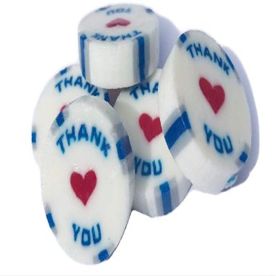 100 x Blue & Silver Thank You Sweets in Buttermint Flavour - Individually Wrapped