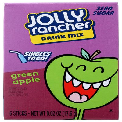 JOLLY RANCHER GREEN APPLE FLAVOUR SUGAR FREE SINGLES TO GO DRINK MIX 6 STIX PACK 17.6g