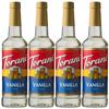 Torani Vanilla Syrup for Coffee (4 x 750ml) - Premium Cane Sugar Coffee Syrup Gift Set, Flavouring for Hot & Cold Drinks - Rich Vanilla Taste, Vegetarian-Friendly view 1
