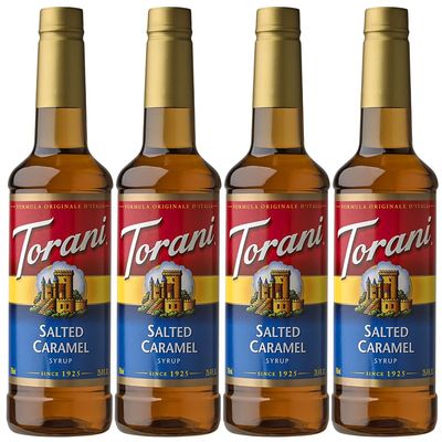 Torani Coffee Syrups For Coffee, Deliciously Flavoured Coffee Syrups for Coffee Drinks, Coffee Gift Set & Coffee Gifts (4 x 750ml (Pack of 4), Salted Caramel)