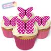 12 Edible Polka Dot Wafer Butterflies & Polka Dot Muffin Cases: Cerise view 1