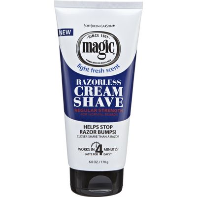 Magic Razorless Cream Shave Regular 6oz Light Fresh Scent (2 Pack)