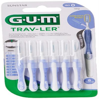 GUM Trav-ler interdental brush 0.6 mm, light blue,1 Pack of 6