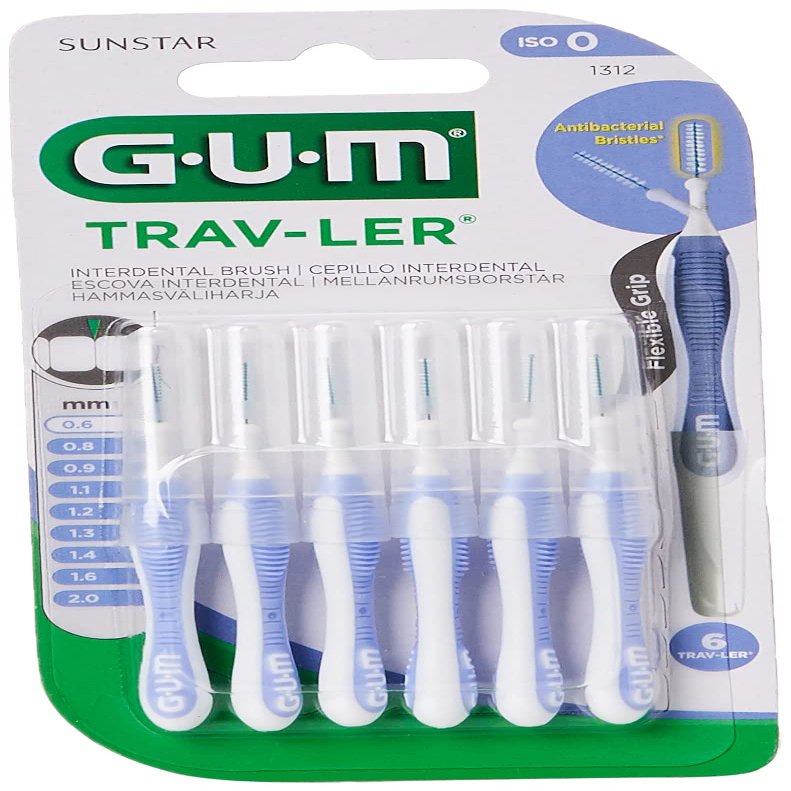 GUM Trav-ler interdental brush 0.6 mm, light blue,1 Pack of 6