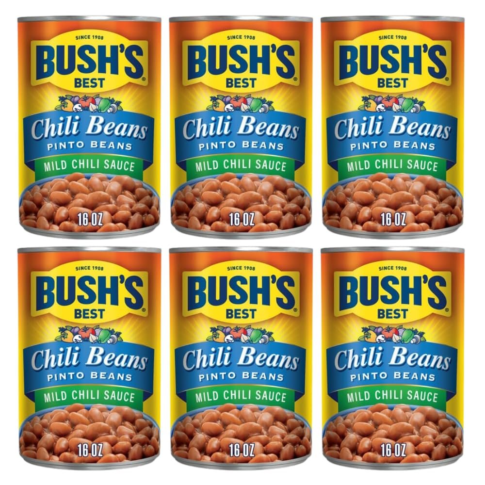 Bush's Chili Beans 16oz (Pack of 6) (Pinto Beans in Chili Sauce) 1 Pound (Pack of 6)