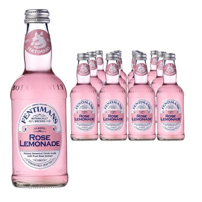 Fentimans Rose Lemonade - Botanically Brewed Lemonade made with Lemon Juice - Exquisitely Crafted & Refreshing Soft Drinks - Gluten-Free and Vegan Friendly Soft Drinks - 12 x 275ml Bottles