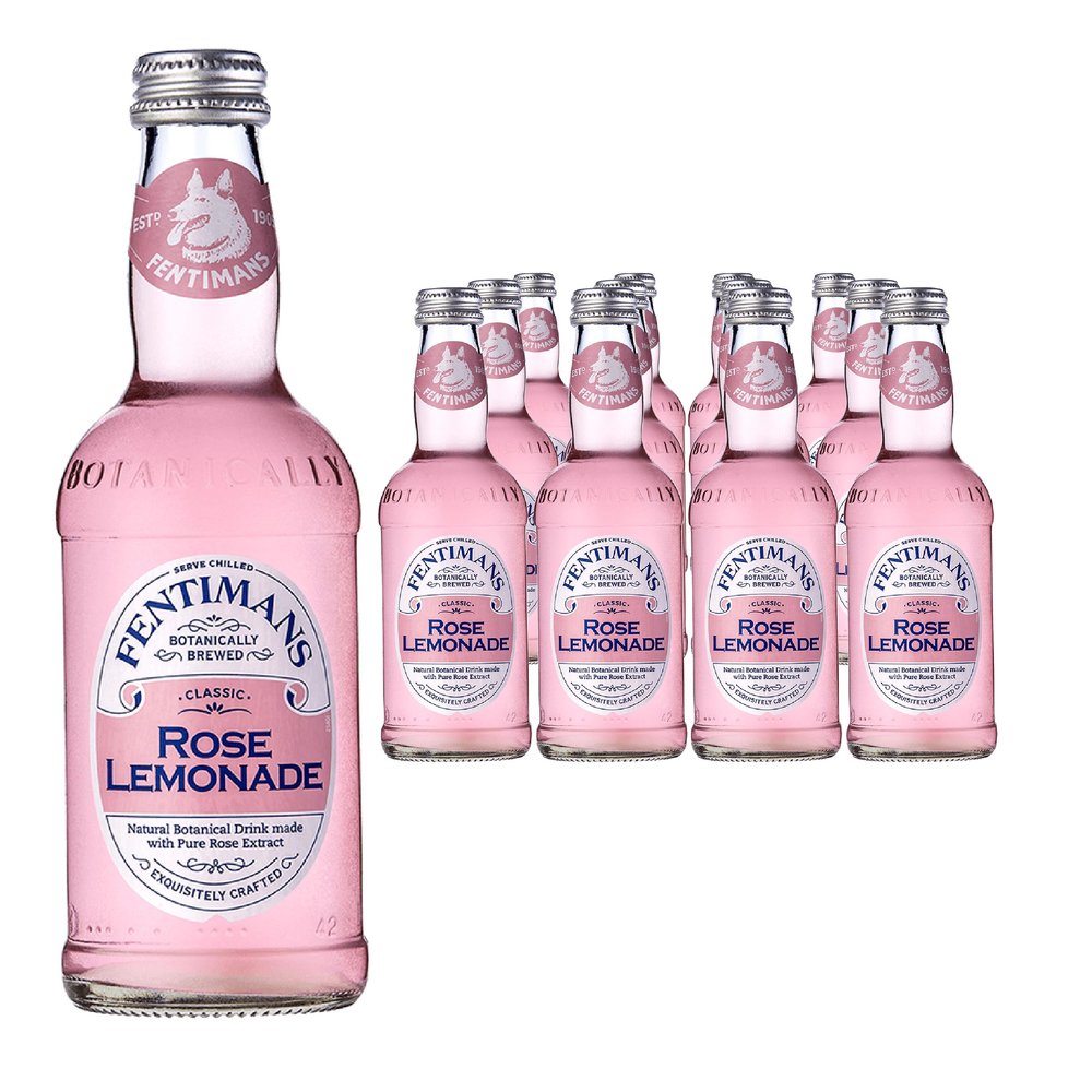 Fentimans Rose Lemonade - Botanically Brewed Lemonade made with Lemon Juice - Exquisitely Crafted & Refreshing Soft Drinks - Gluten-Free and Vegan Friendly Soft Drinks - 12 x 275ml Bottles