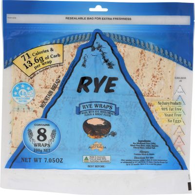 Mountain Bread Light Rye Wraps 200 g (Pack of 3)