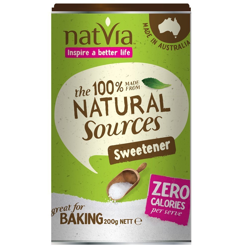 100% Naturally Derived Sweetener 200 g Canister for Baking by Natvia. Organic Sugar Alternative Granulated Saccharin for Diabetics.