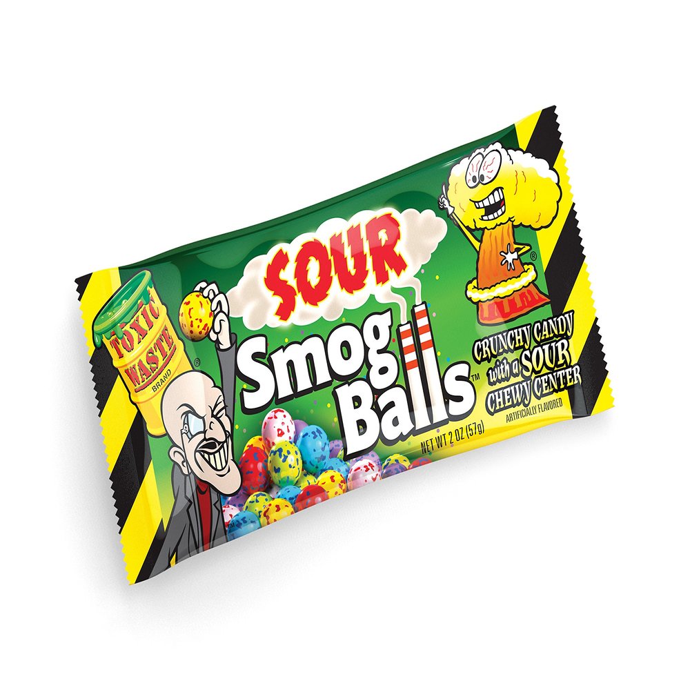 TOXIC WASTE Sour Smog Balls Candy 48 g, Pack of 24