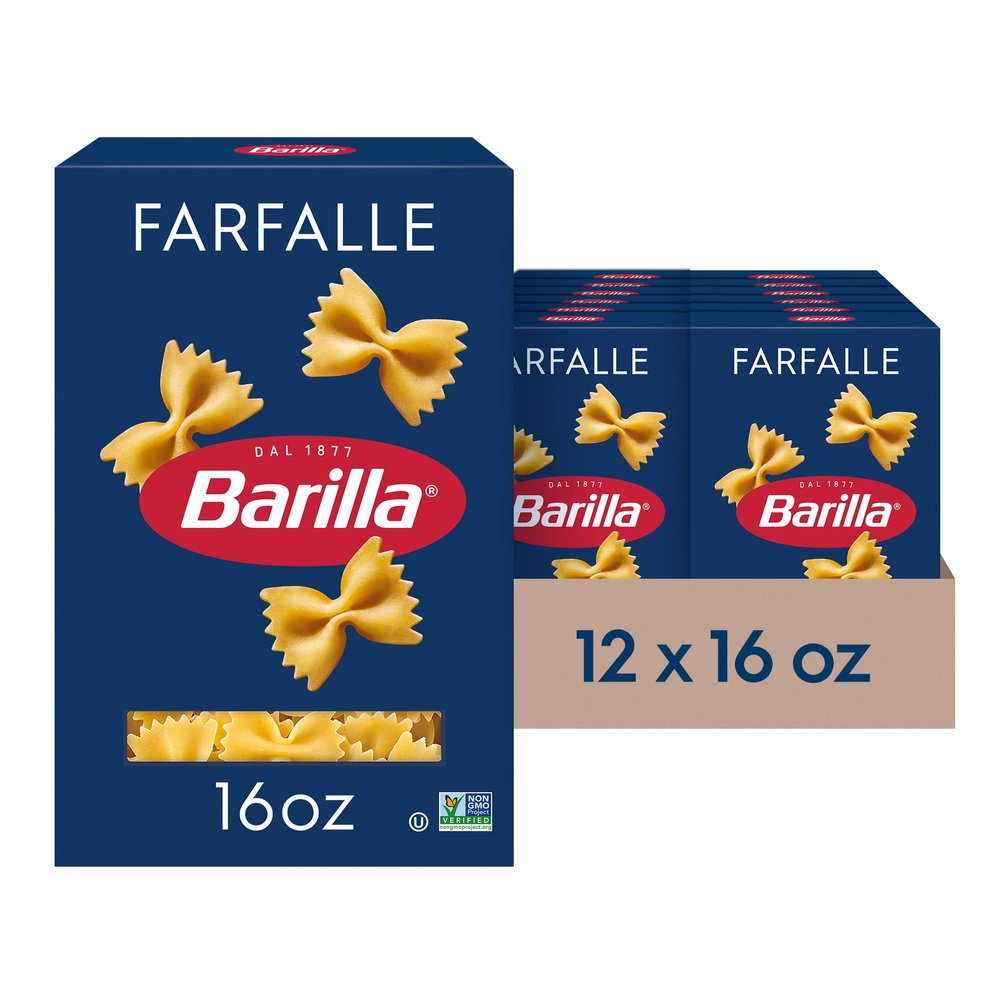 Barilla Farfalle Pasta, 16 oz. Box (Pack of 12) - Non-GMO Pasta Made with Durum Wheat Semolina - Italy's #1 Pasta Brand - Kosher Certified Pasta