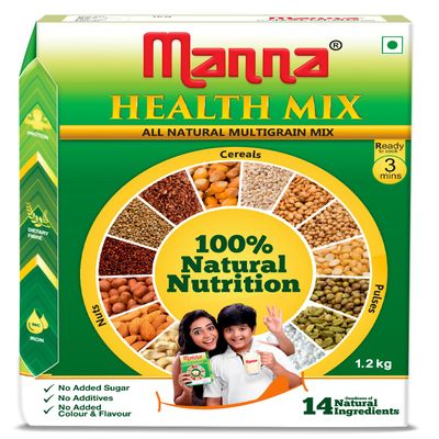 Manna Health Mix, All Natural Kids Nutrition Drink, with 14 ingredients, Zero Sugar 100% Natural Nutrition - 1kg (Pack of 1)