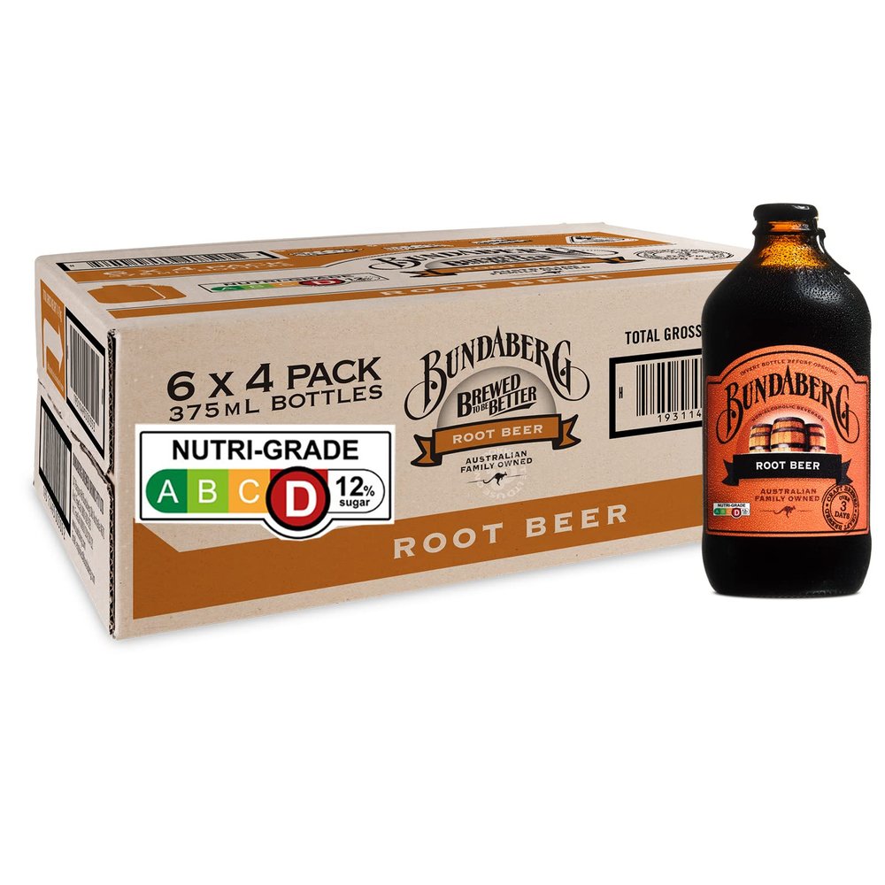 Bundaberg Root Beer 4 Bottles, 375 ml, Pack of 6