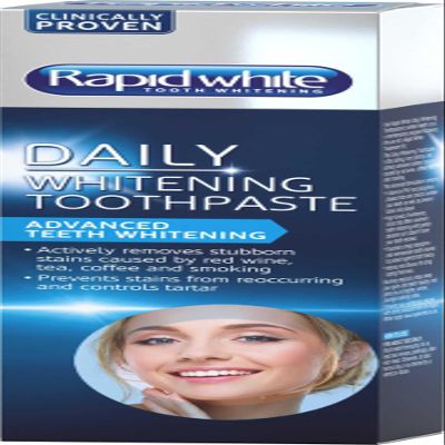 Rapid White Daily White Toothpaste 100ml | Fast-Acting and Long Lasting for Stubborn Stain Removal | Intense Mint Flavour for Lasting Freshness | Contains Fluoride to Protect Against Tooth Decay