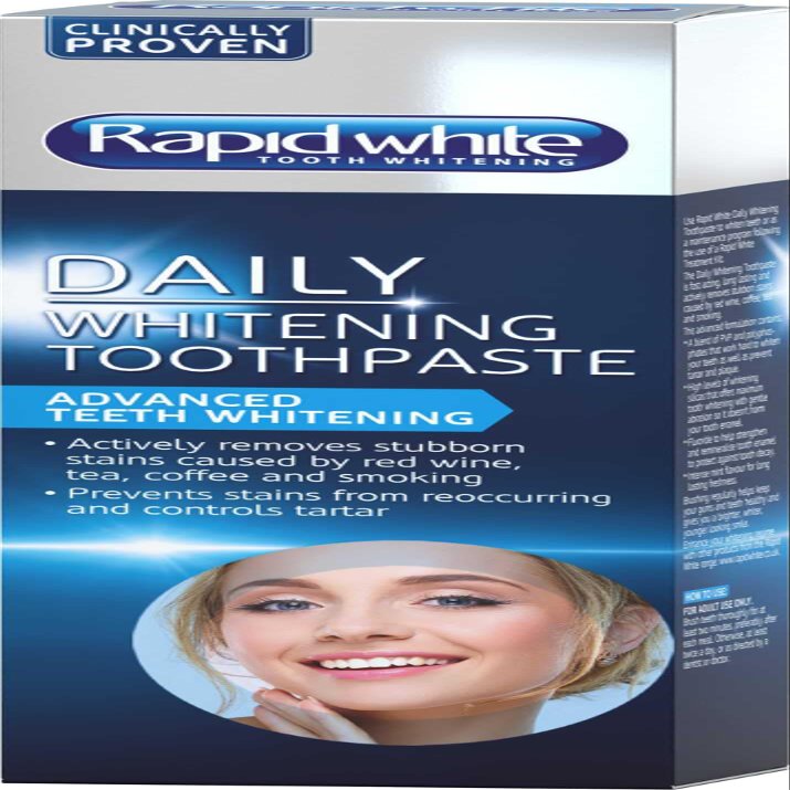 Rapid White Daily White Toothpaste 100ml | Fast-Acting and Long Lasting for Stubborn Stain Removal | Intense Mint Flavour for Lasting Freshness | Contains Fluoride to Protect Against Tooth Decay