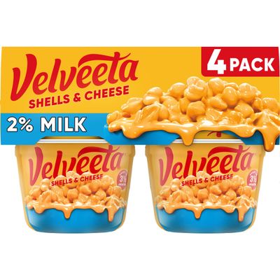 Velveeta Shells & Cheese Microwavable Macaroni and Cheese Cups with 2% Milk Cheese (Pack of 4, 62ml)