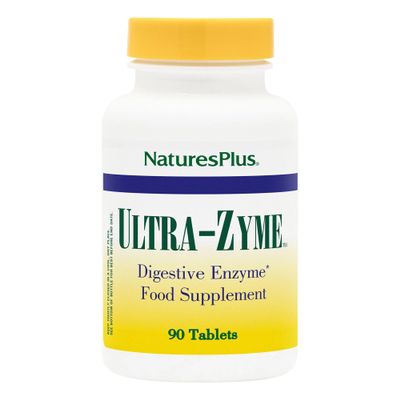 NaturesPlus UltraZyme - 120 mg Ox Bile, Pancreatin, Betaine HCl, Bromelain, Lactase and Probiotic Complex- Maximum Strength Digestive Enzyme Supplement - 90 Tablets