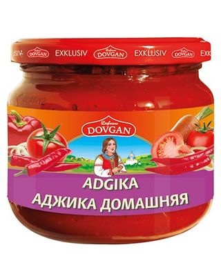 Dovgan "Adgika" Sauce, Spicy, 1 Box of 12 Jars, 380 g Each