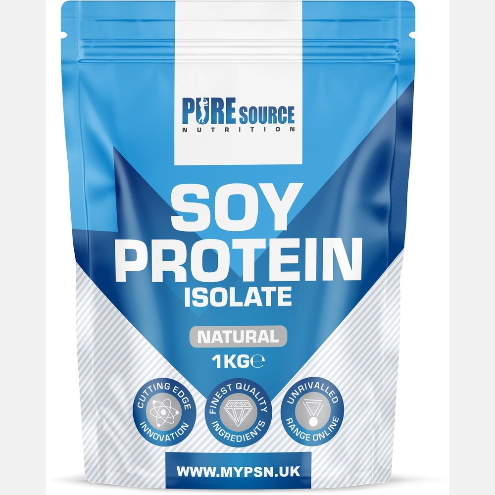 Pure Source Nutrition Soy Protein Isolate Powder (90% Protein) 1Kg Unflavoured SOYA Protein Vegan Powder for Superfood Supergreens Dairy Free Plant Based Protein (1Kg, Natural)