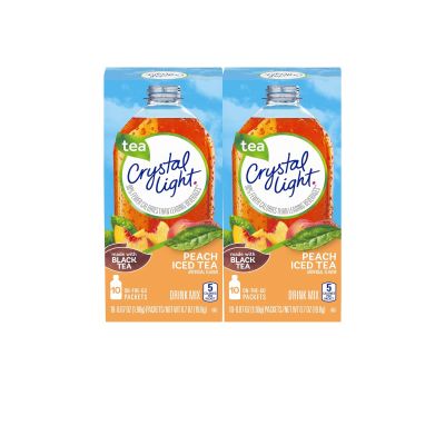 Crystal Light Drink Mix On The Go - 2 Boxes, 10 Sachets Per Box - Add to Glass or Bottle of Water (Peach Tea)