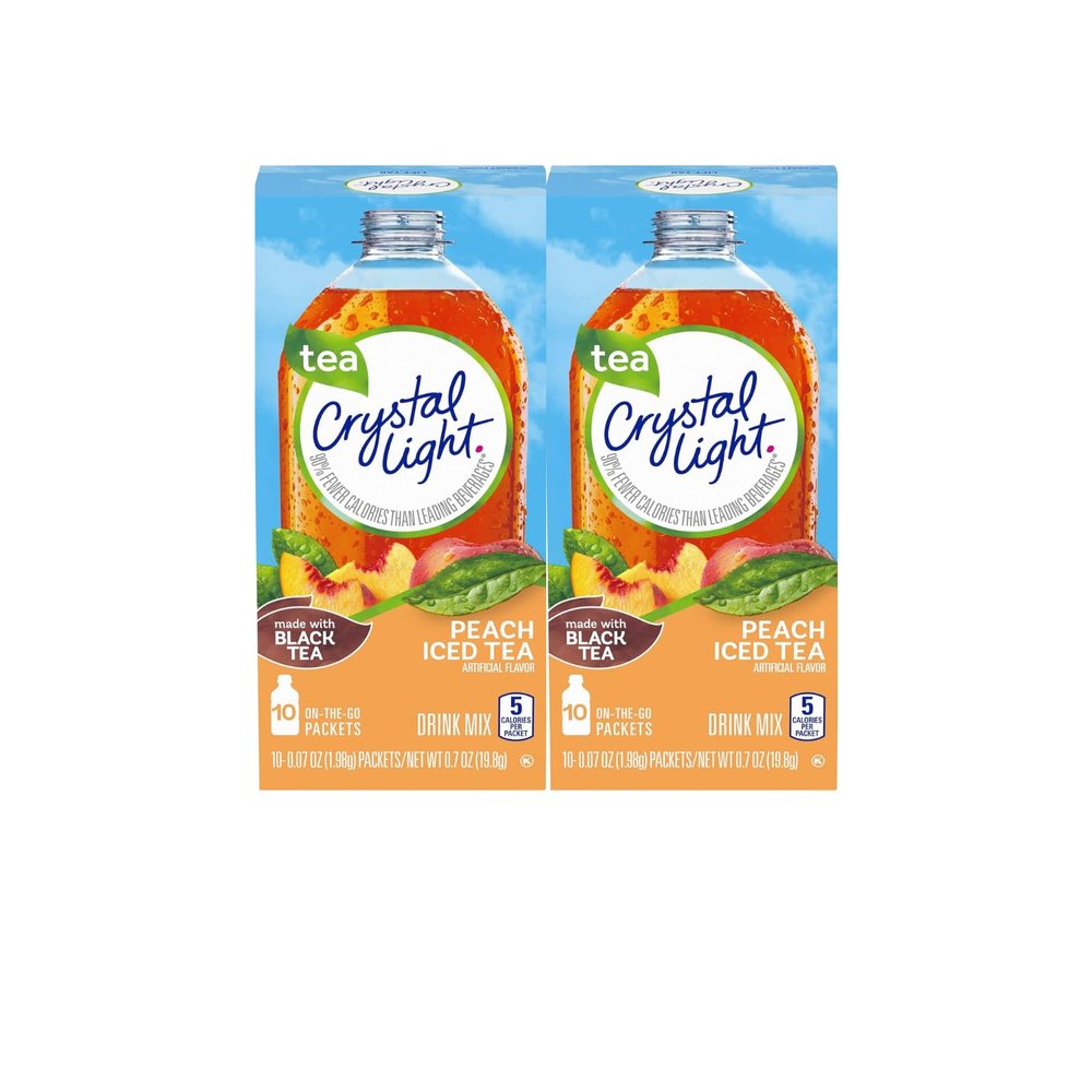 Crystal Light Drink Mix On The Go - 2 Boxes, 10 Sachets Per Box - Add to Glass or Bottle of Water (Peach Tea)