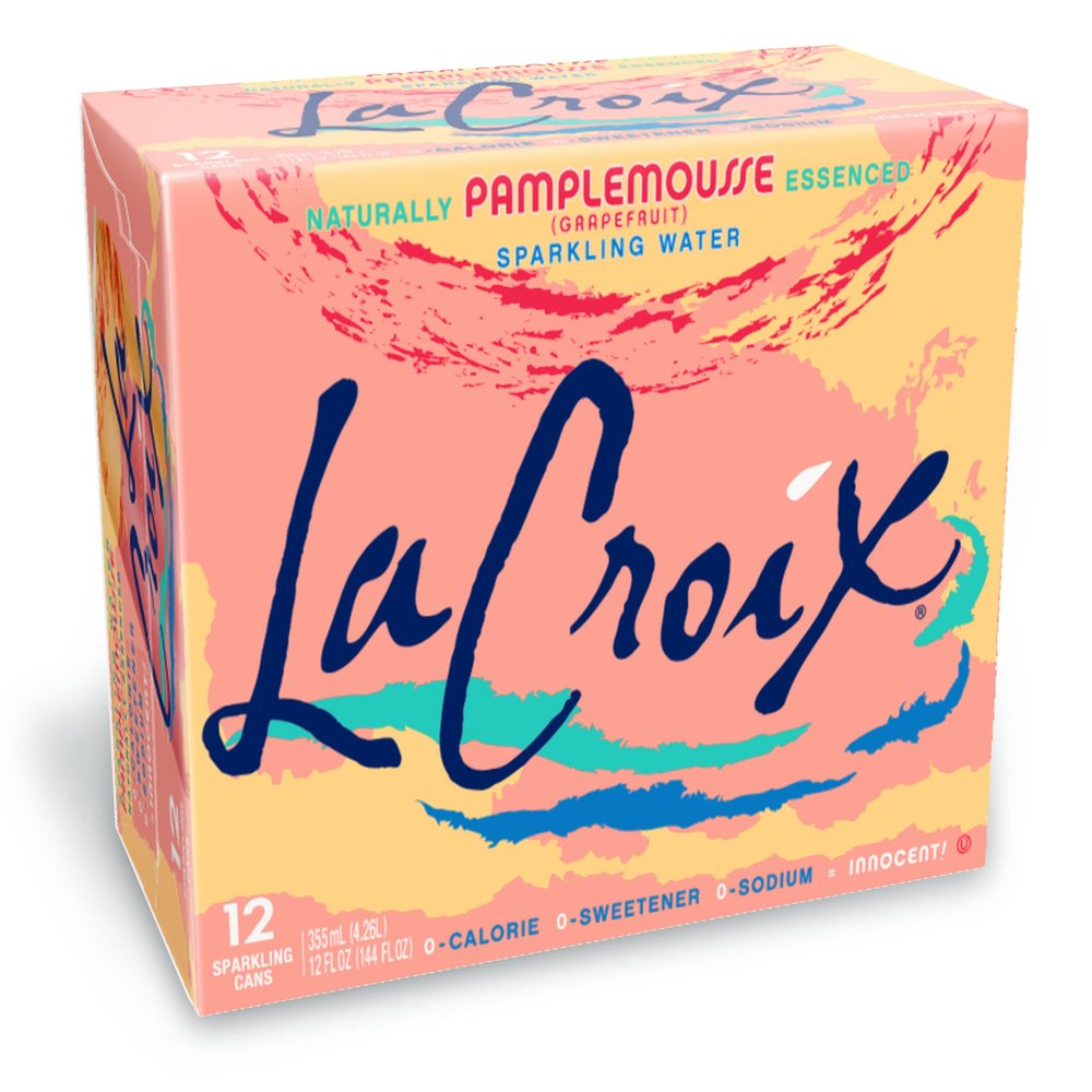 La Croix Naturally Essenced | 0 Calorie | 0 Sweetener | 0 Sodium | Grapefruit (Pamplemousse) Sparkling Water 355ml (Pack of 12)