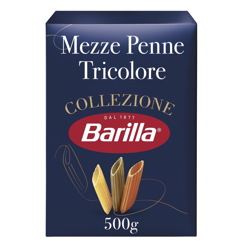 Barilla Hard Wheat Pasta Collezione Mezze Penne Tricolore Pack of 3 x 500 g