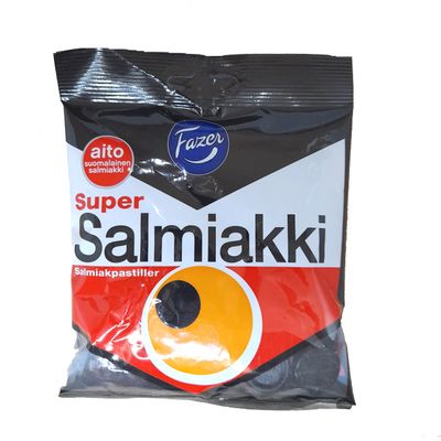 2 Bags X 80g of Fazer Super Salmiakki - Original Finnish Salty Liquorice - Salmiak - Pastilles - Candy - Sweets