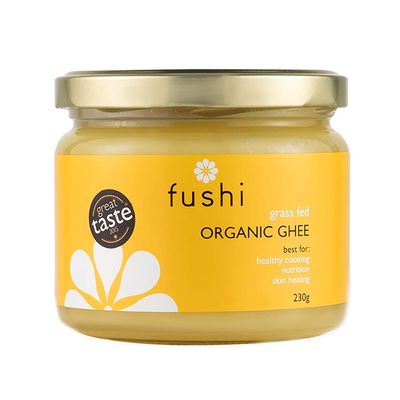 Fushi Organic Ghee 230g  Organic Certified | English Ghee | Vegetarian, Clarified Pure Ayurveda Grass Fed Butter | Ghee Butter from Free Range Grass Fed Cows | Healthy Cooking, Nutrition