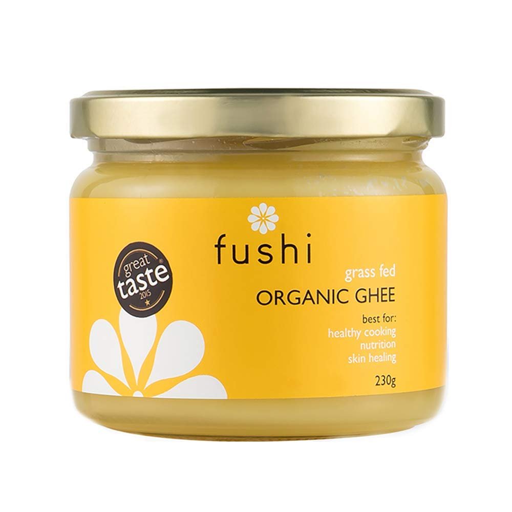 Fushi Organic Ghee 230g  Organic Certified | English Ghee | Vegetarian, Clarified Pure Ayurveda Grass Fed Butter | Ghee Butter from Free Range Grass Fed Cows | Healthy Cooking, Nutrition