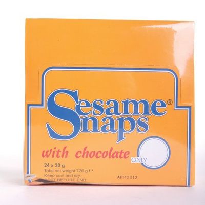 Sesame Snaps Chocolate (30G) Gluten Free Added Sugar Vegan