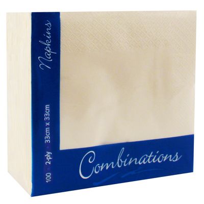 100 Champagne 2Ply Paper Napkins Serviettes Tissues 33cm Party Tableware Catering