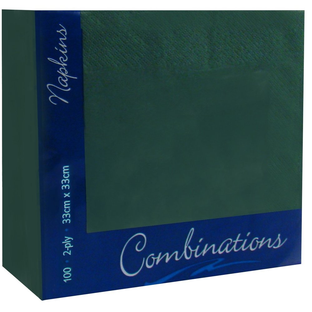 100 Holly Green 2Ply Paper Napkins Serviettes Tissues 33cm Party Tableware Catering