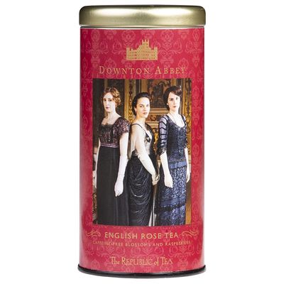 The Republic of Tea Downton Abbey English Rose Tea, 36 tea bags - fruit tea with rose flavour in a pretty Downtown Abbey metal tin