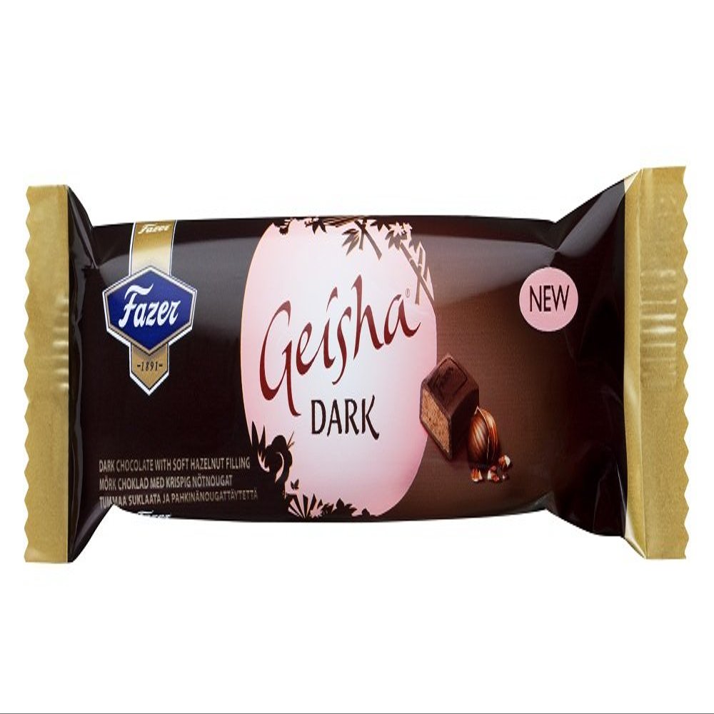 35 Bars x 37g of Fazer (Box) GEISHA Finnish Dark Chocolate with Soft Hazelnut Filling (Buy/Box/Wholesale/Bulk Sale/Price)