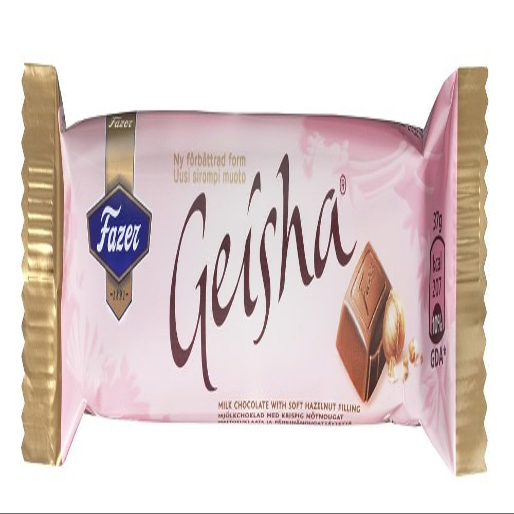 35 Bars x 37g (Box) of Fazer GEISHA Original Finnish Milk Chocolate with Soft Hazelnut (Buy/Box/Wholesale/Bulk Sale/Price)