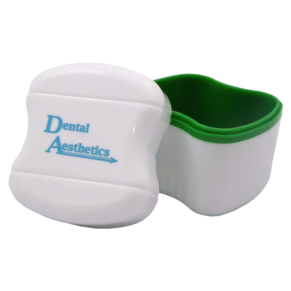 Denture Bath - Storage Container for Soaking Dentures, Retainers & Other Dental Appliances (Green)