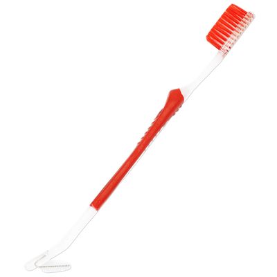 Orthodontic Toothbrush x 1 V-Trim Double-Ended Brush with Interproximal Head for Cleaning Ortho Braces (Red)